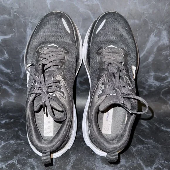 Hoka One One Bondi 8 Black & White Athletic Running Shoes Womens Size 9.5B - Picture 6 of 8